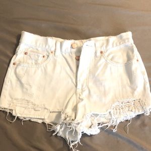 Free People white denim shorts